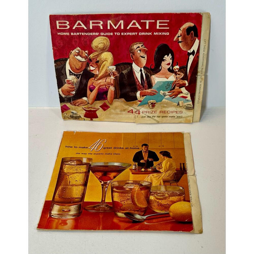 Two Vintage Mid Century Drink Recipe Booklets Martini Manhattan Liquor Bar